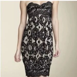 Diane Von Furstenberg Marcella Black Velvet Burnout Strapless Women 2 $498 msrp